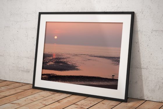 Blackpool Sunset Silhouettes Photography Print In Black Frame