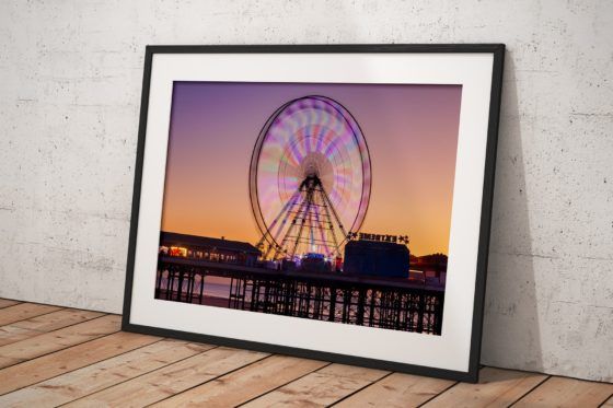 Blackpool Central Pier Wheel Photography Print In Black Frame