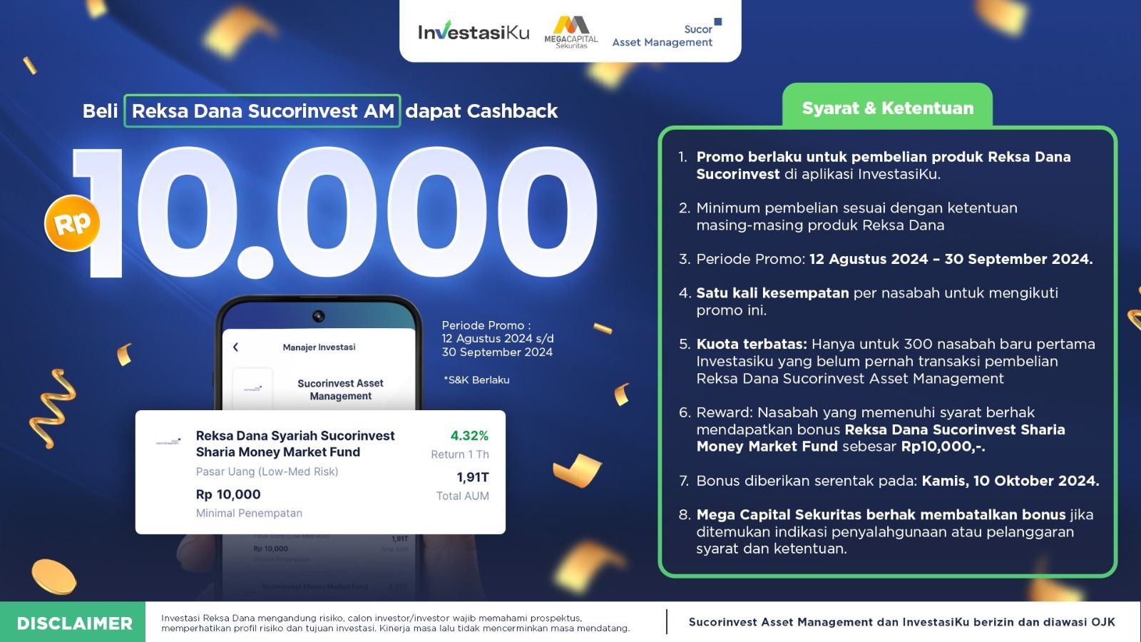 Beli Reksa Dana Sucorinvest AM Dapat Cashback Rp 10,000!