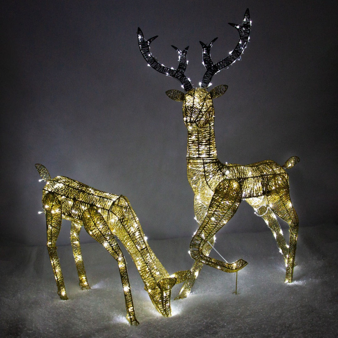 Alle Produkte :: Rentier Hirsch 1,2m Reh 61cm Kitz Familie LED Beleuchtung Weihnachtsdeko kaltweiß Dekoration beleuchtet Zeitschaltuhr Advent Weihnachten Weihnachtsbeleuchtung Timer Außen Gartendeko