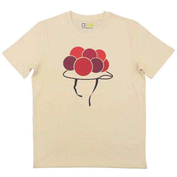 T-Shirt Erwachsene Unisex Farbe Crème mit Bollenhut-Motiv