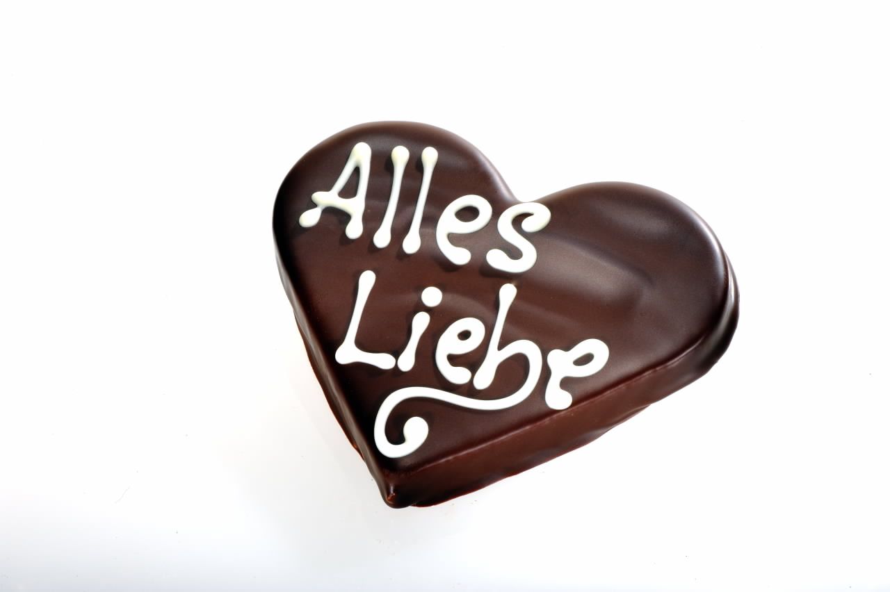Marzipan-Herz mit Schokoladenüberzug "Alles Liebe"
