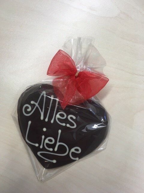 Edelschokolade-Herz, Zartbitter "Alles Liebe"