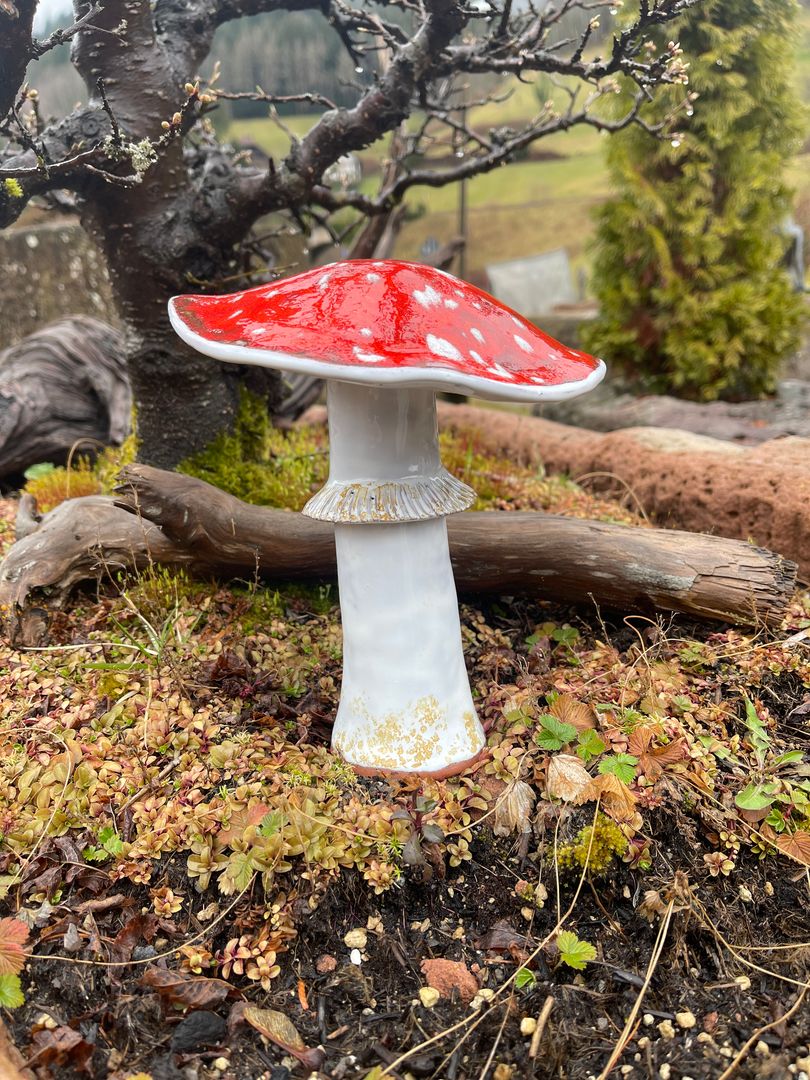 Fliegenpilze in Keramik, in versch. Größen, Frostsicher, Unikat, Handarbeit, Gartendeko, Hochwertig