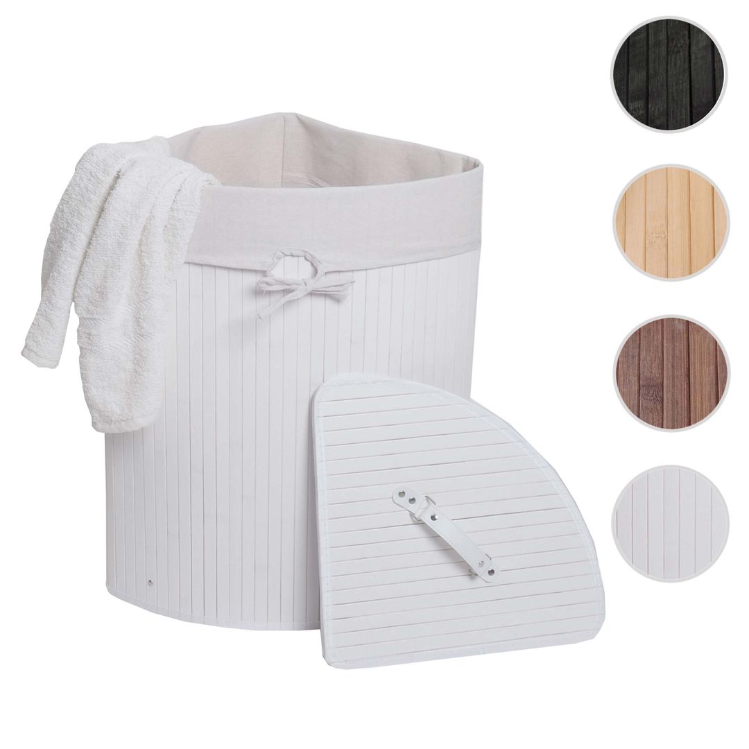 Alle Produkte :: Eckwschekorb HWC-C21, Laundry Wschebox Wschesammler  Wschebehlter, Bambus 61x48x35cm 50l ~ wei