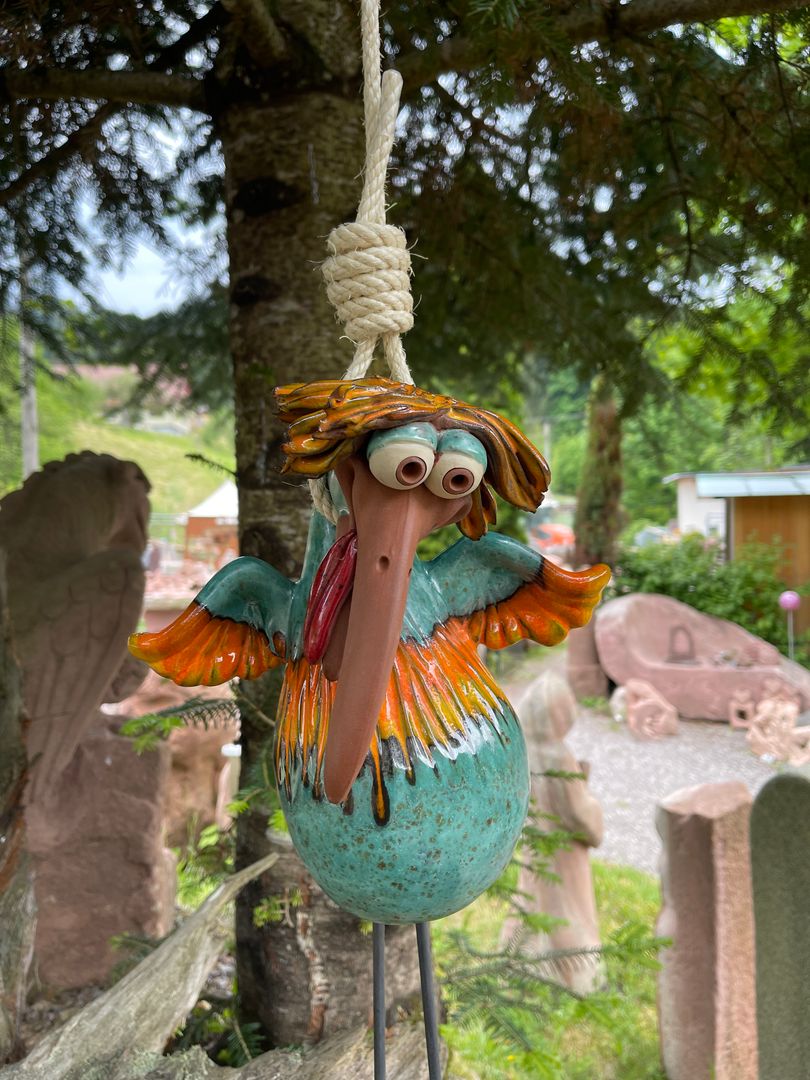 Böhser Onkel aus Keramik, türkis, Frostsicher, Unikat, Handarbeit, Gartendeko, Hochwertig