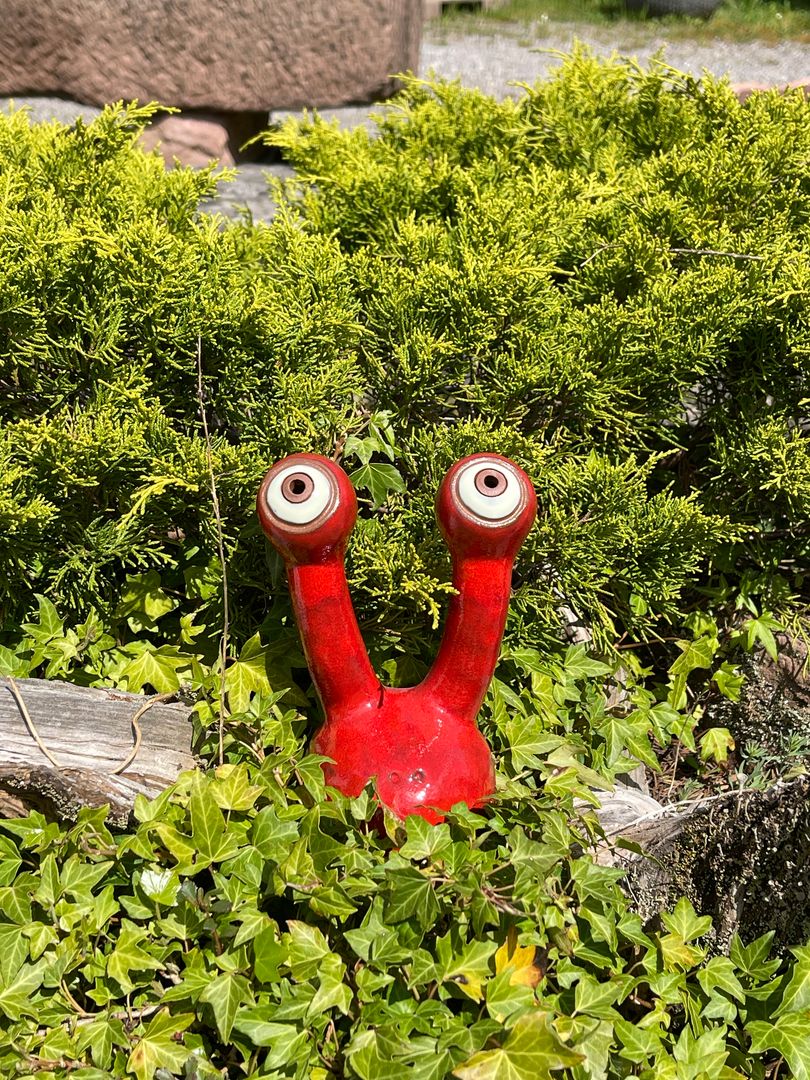 Gartenspione aus Keramik, rot, Frostsicher, Unikat, Handarbeit, Gartendeko, Hochwertig