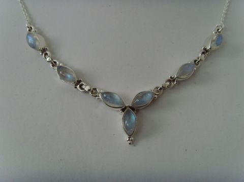 Mondstein - Collier / Navettenform - Silber 925
