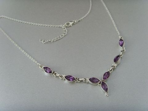 Amethyst - Collier / Navettenform - Silber 925