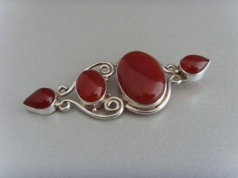 Karneol-Anhänger (Jugendstil-Design) / 925'er Silber