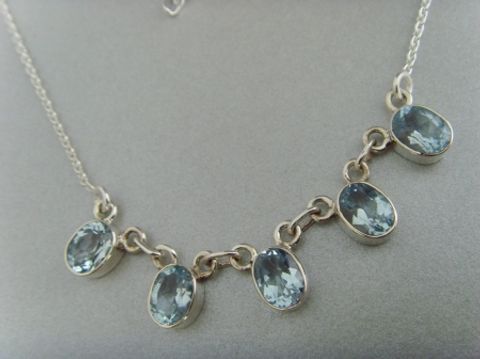 Blautopas-Collier - 925'er Silber