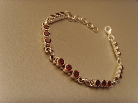 Granat-Armband - 925'er Silber