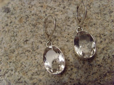 Bergkristall-Ohrhänger / 925'er Silber / ovale Form