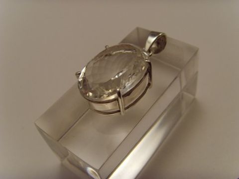 Bergkristall-Anhänger / 925'er Silber / ovale Form