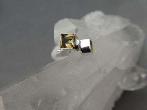 Citrin Ohrstecker - Quadratisch Facettiert - 925'Silber