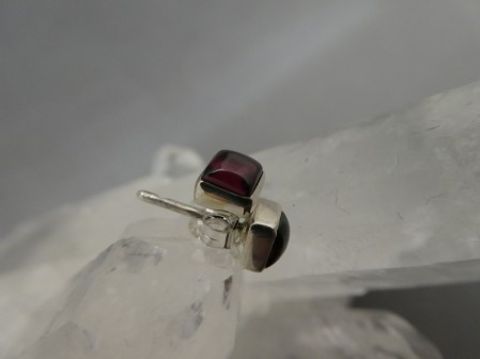 Granat Ohrstecker - Quadratisch - 925'er Silber