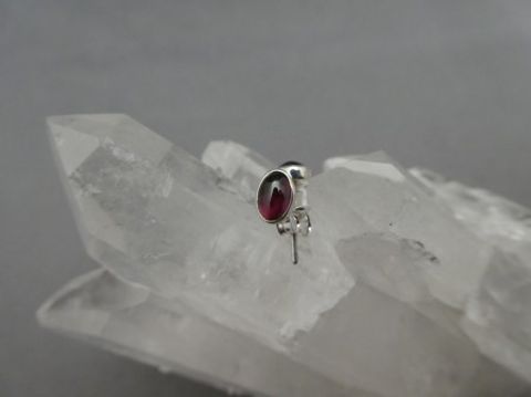 Granat Ohrstecker - Oval - 925'er Silber