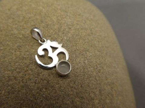 OM / Rosenquarz - Anhänger / 925'er Silber
