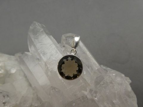 Anhänger Rauchquarz / 925'er Silber / rund