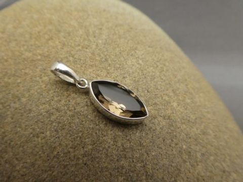 Anhänger Rauchquarz / 925'er Silber / Navettform