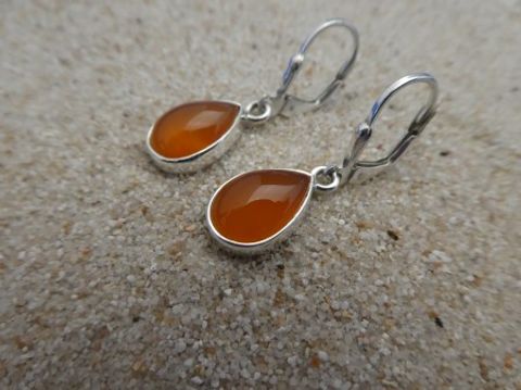 Karneol Ohrhänger - 925'er Silber - Tropfenform