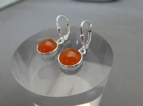 Karneol Ohrhänger - 925'er Silber - Rund