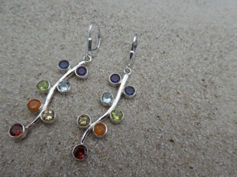 Multicolor -Ohrhänger / 925'er Silber