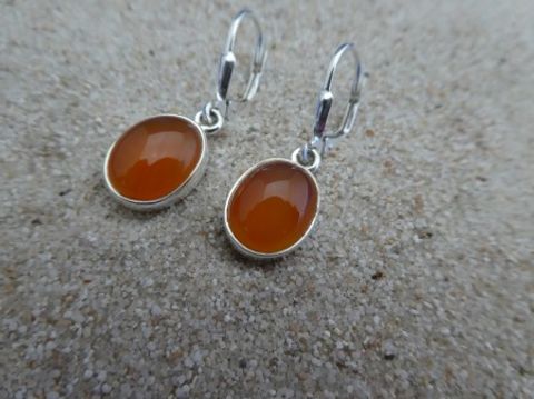 Karneol Ohrhänger - 925'er Silber - Oval