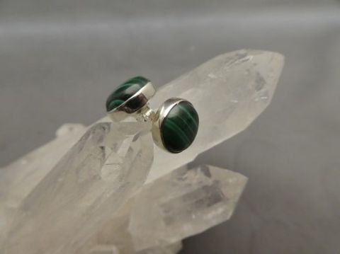 Malachit Ohrstecker - Rund - 925'er Silber