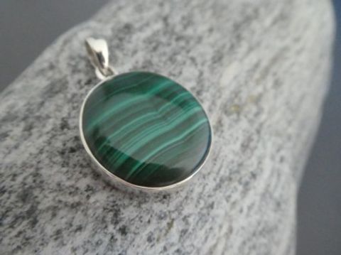 Malachit - Anhänger / 925 Silber / Tropfen