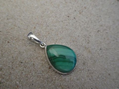 Malachit - Anhänger / 925 Silber / Tropfenform