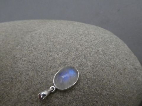 Anhänger weisser Labradorit - 925'er Silber - oval