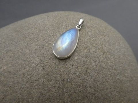 Anhänger weisser Labradorit - 925'er Silber - Tropfenform