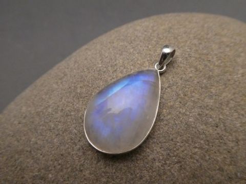 Anhänger weisser Labradorit - 925'er Silber - Tropfenform