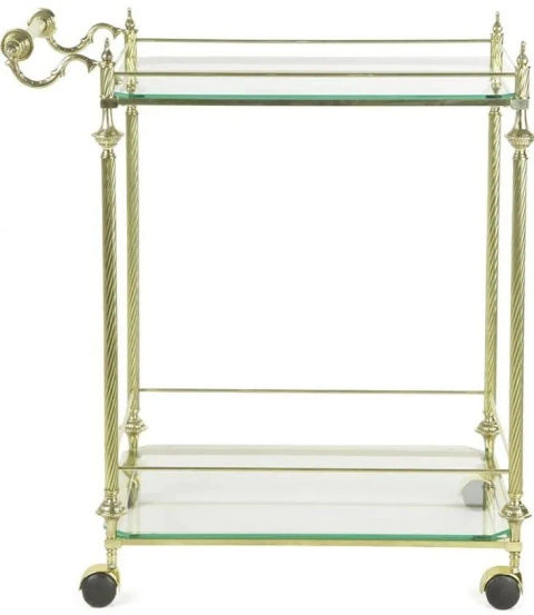 Luxus Servierwagen Messing Trolley + Glasplatte Hotel- Restaurant Accessoires