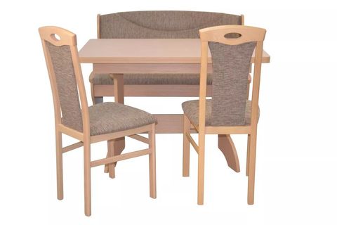 Essgruppe Madrid T, 4- teilig buchefarbig natur, Bezug cappuccino