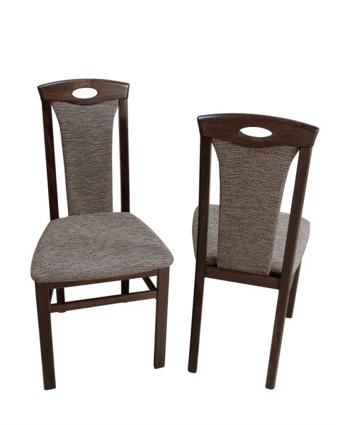 Esszimmerstuhl nußbaumfarbig Bezug beige-braun 2 Stück