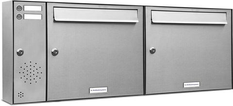 2er 2x1 Edelstahl Briefkasten Anlage mit Klingel Taster