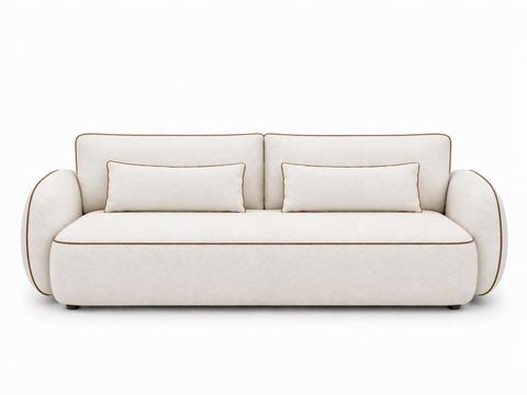 Sofa ORIA mit Schlaffunktion ? Melange Beige/Creme/Braun | Modernes Sofa aus trendigem Boucl?-Stoff mit dekorativer Keder, Liegeflaeche: 204 ? 144 cm