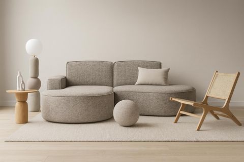 Ecksofa MOLLY mit BONELL-Federkern, 2-Sitzer-Sofa, abgerundet, modernes rundes Design, Gesamtbreite: 210 cm