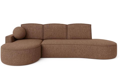Ecksofa MOLLY mit abgerundeter Form in braunes Geflecht - trendige abgerundete Form! (mit Schlaffunktion) Liegeflaeche: 140x207 cm