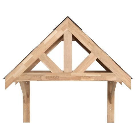 Vordach aus Eichenholz Giebel-Türüberdachung Unterstand 1400 mm Wandmontiertes Dach Traditioneller Holzstil DIY-Außenüberdachung 1,75 m B x 1,6 m H, 2 Ober-Unter-Leuchten inkl. Befestigungsset