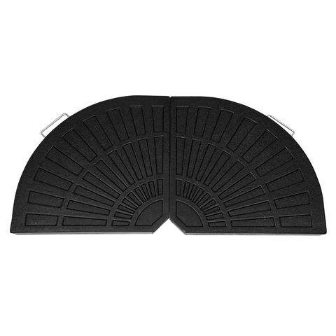 Sonnenschirmständer 2er-Set für Ampelschirme Bananenschirm für den Außenbereich Garten Terrasse und 48cm x 48cm x 4cm Schwarz Strapazierfähiges Halbrundes Schirmgewicht Beschwerungsplatten Kunstharz