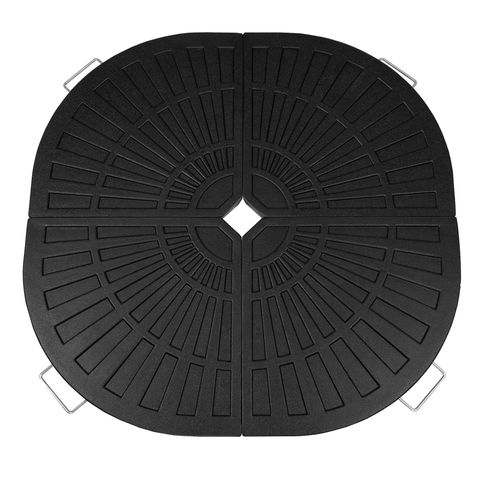 Sonnenschirmständer 4er-Set für Ampelschirme Bananenschirm für den Außenbereich Garten Terrasse und 48cm x 48cm x 4cm Schwarz Strapazierfähiges Halbrundes Schirmgewicht Beschwerungsplatten Kunstharz
