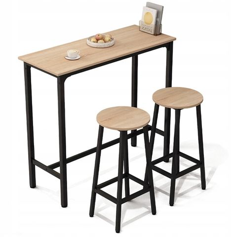 Bar-Set: Küchentisch + 2 Barhocker im modernen Industrial-Loft-Stil