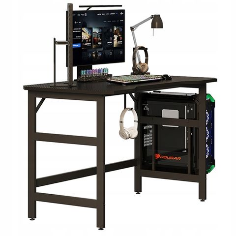Gaming-Schreibtisch, Gaming-Tisch, Moderner Computer, Schwarz, Loft, 120 cm