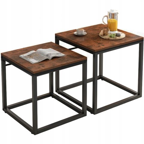 Couchtisch, Couchtisch-Set, 2-in-1 im Loft-, Industrie- und Landhausstil