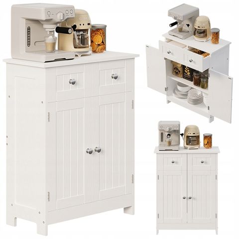 ​Badezimmerschrank, Schubladen, 2 Türen, Skandinavisches Loft-Regal, Weiß