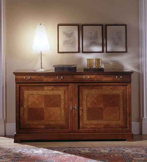 Casa Padrino Luxus Sideboard Braun 172 x 48 x H. 99 cm - Handgefertigter Massivholz Schrank mit 2 Türen und 2 Schubladen - Luxus Qualität