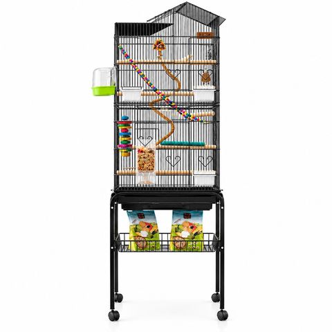 Großer Vogelkäfig – Voliere für Papageien und exotische Vögel, 158 cm, auf Rollen